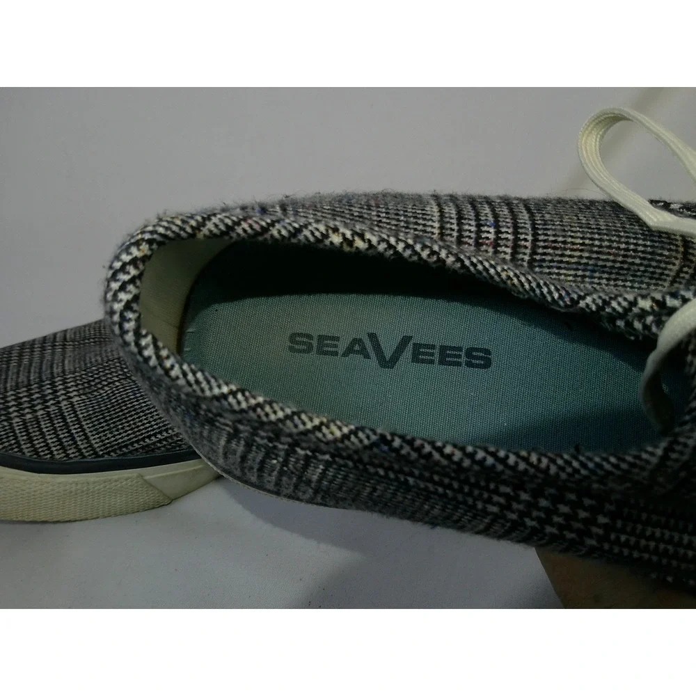 SeaVees Legend Sneaker Womens 9.5 Glen Check Flannel Grey Plaid Low Top Shoes